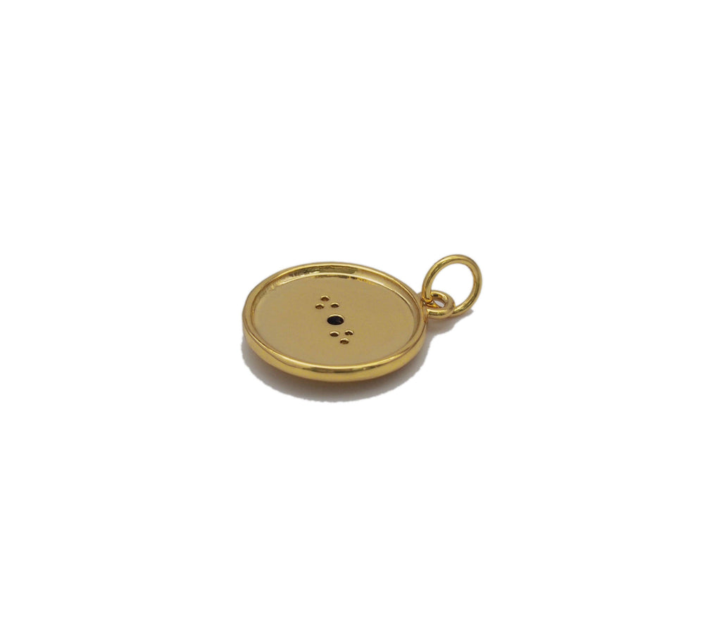 Blue CZ Evil Eye Round Coin Charm, Sku#Y742