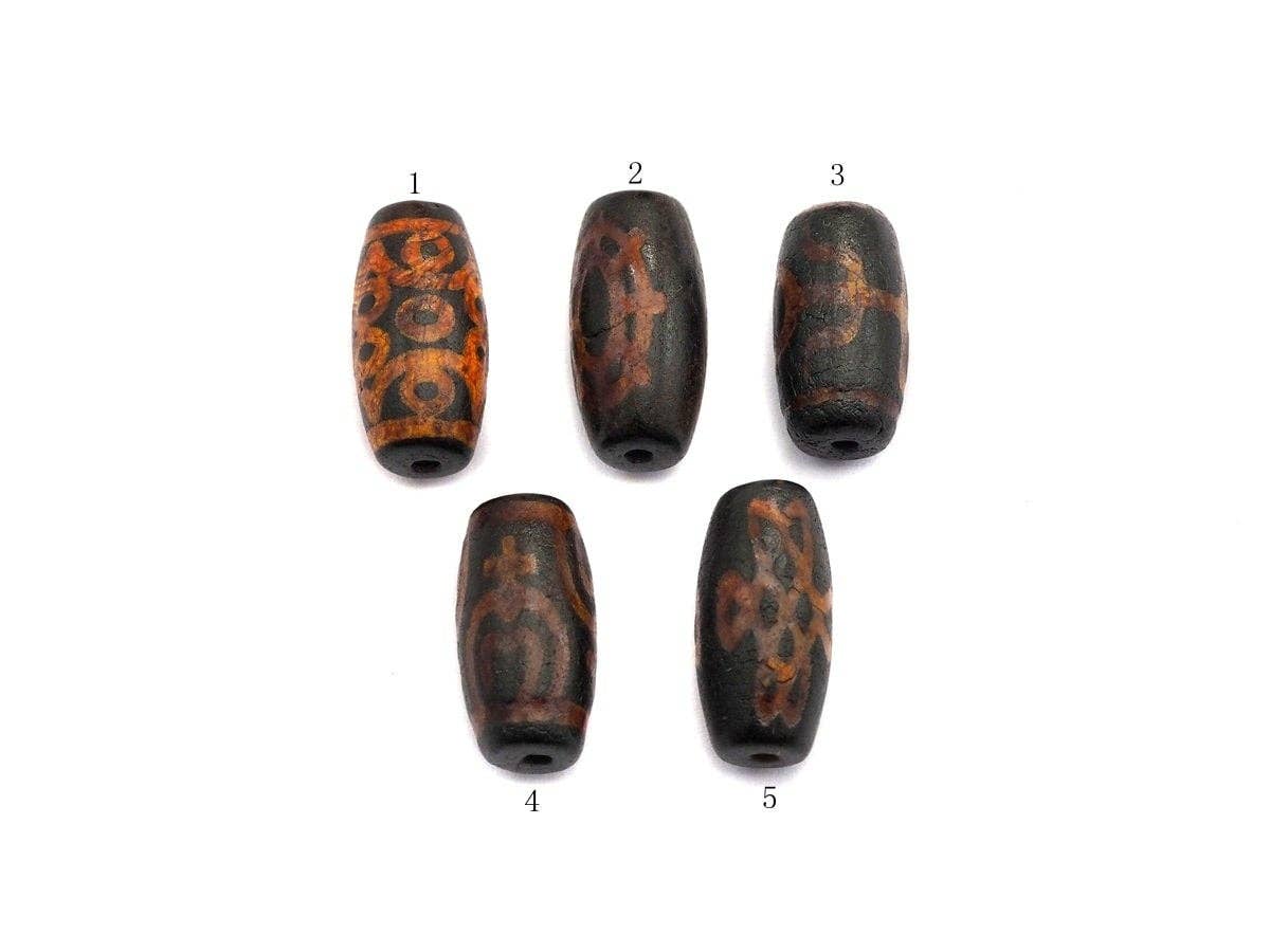 Natural Tibetan Agate Barrel Beads, Black Dzi beads, Barrel Agate Beads,10x20mm, sku#U566