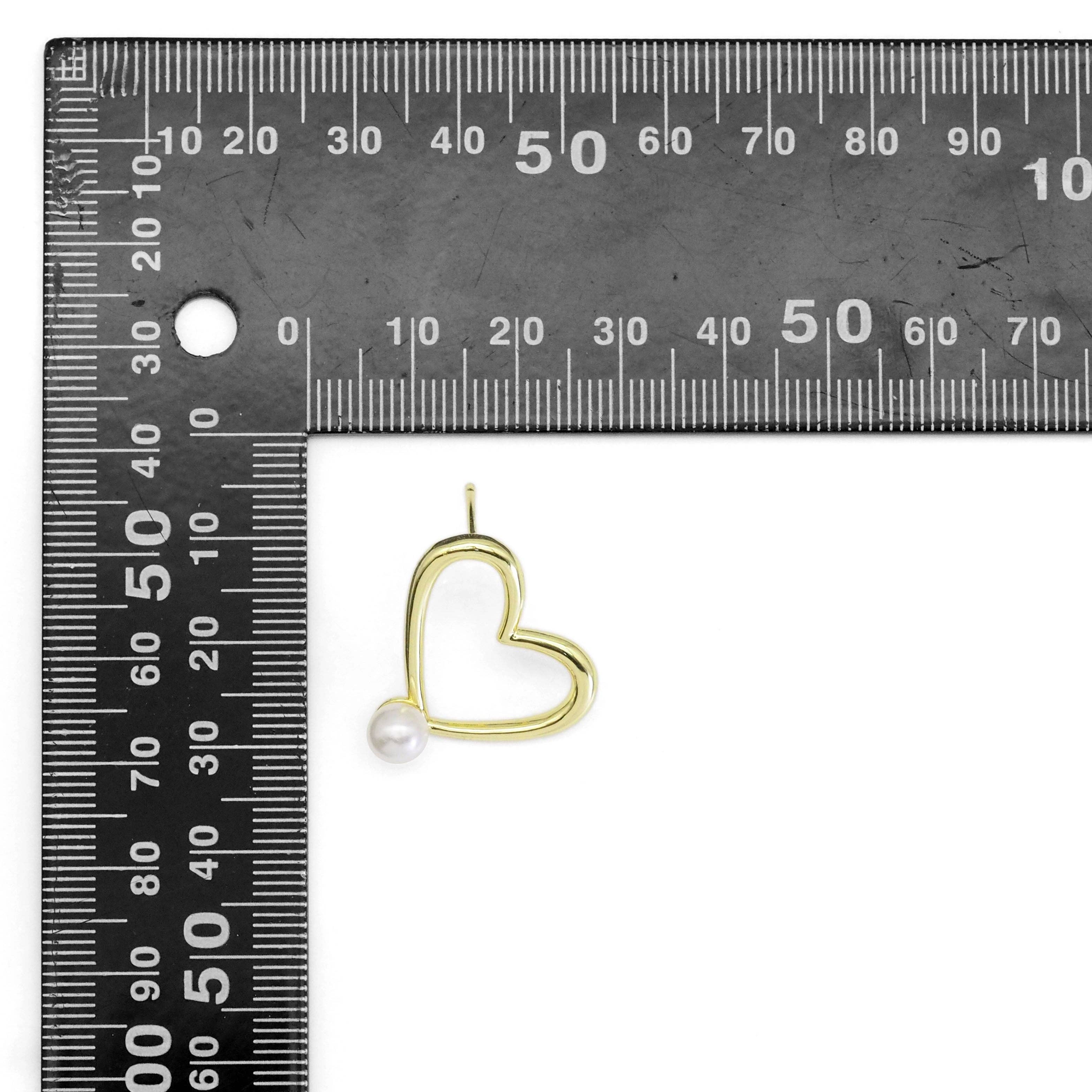 Gold White Pearl Heart Stud Earrings, Sku#LD478