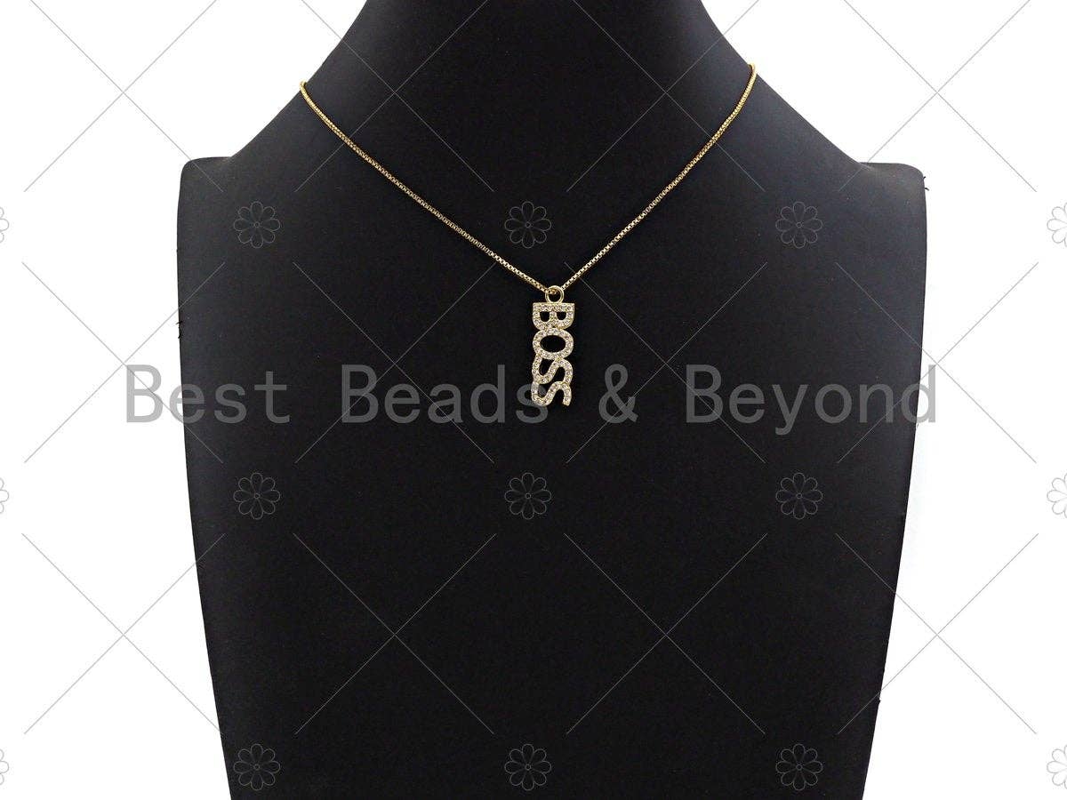 CZ Micro Pave BOSS Charm/Pendant, Cubic Zirconia Pave Boss Necklace Bracelet Pendant, Fashion Jewelry Findings, 10x29mm, sku#B126