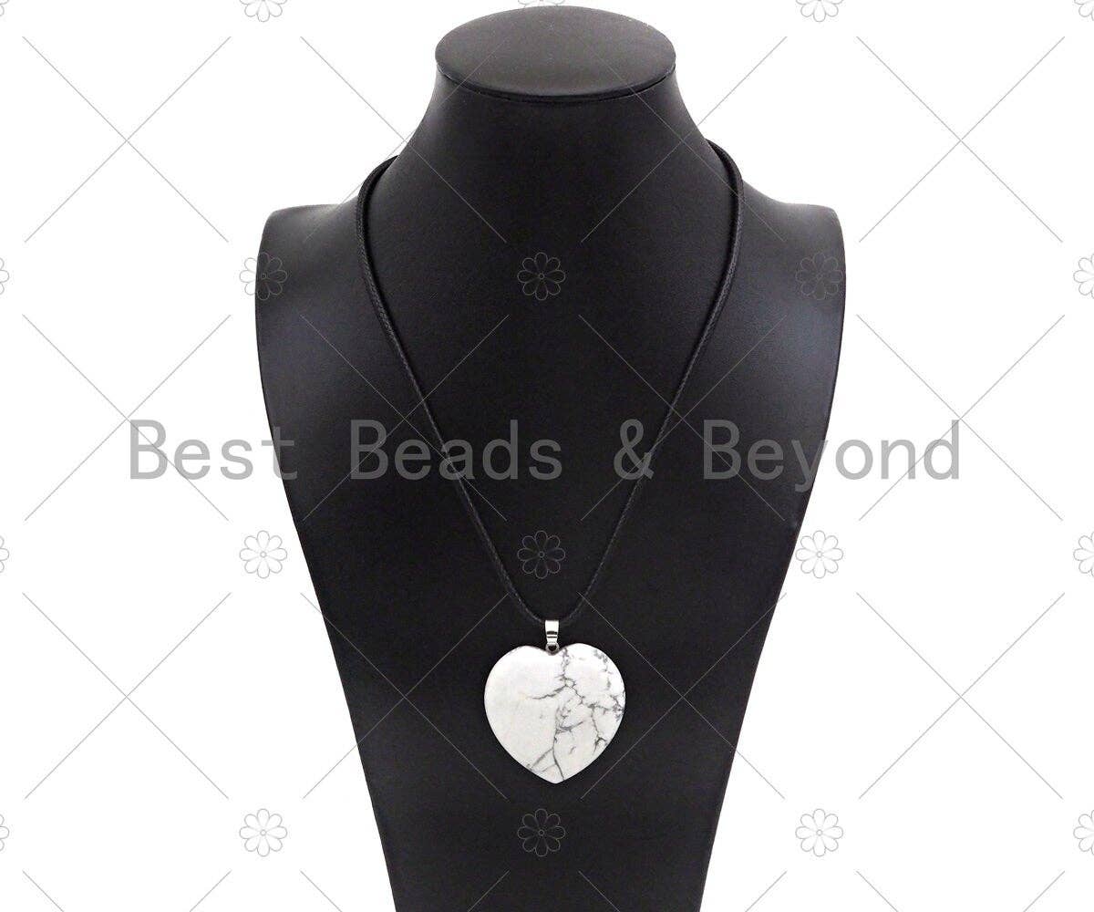 High Quality Natural Sodalite/Green Aventurine/River Jasper/Quartz/Howlite Heart Pendant,Necklace Heart Pendant, 40mm,Sku#40mm,Sku#YK19