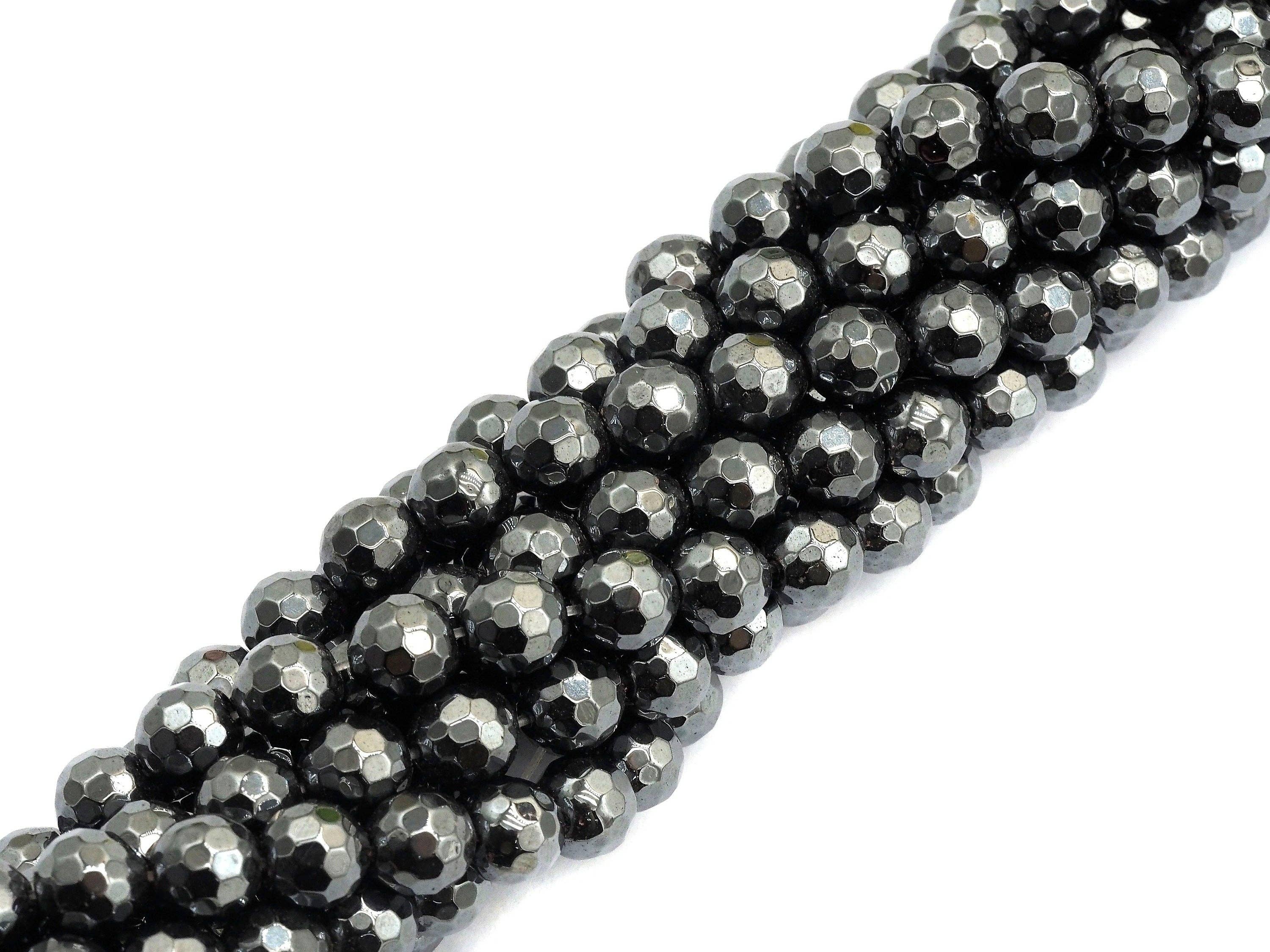 High Quality Natural Original Color Hematite Beads- Round faceted dark gray beads-2mm/3mm/4mm/6mm/8mm/10mm/12mm -15.5inch, SKU#S120