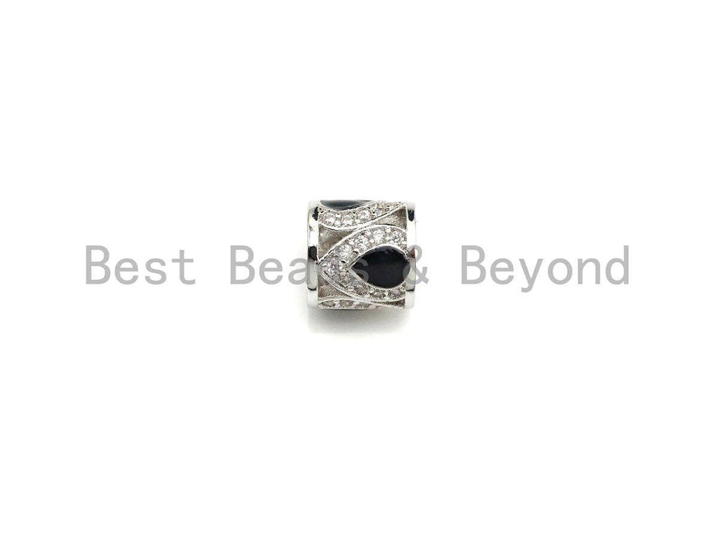 CZ Micro Pave Big Hole Drum Barrel space beads, Micro Pave B