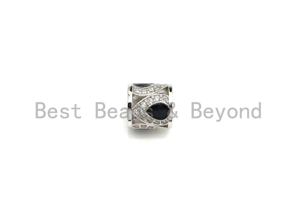 CZ Micro Pave Big Hole Drum Barrel space beads, Micro Pave B