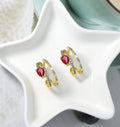 Gold Ruby Drop Swirl multiline Ring, Sku#LD335