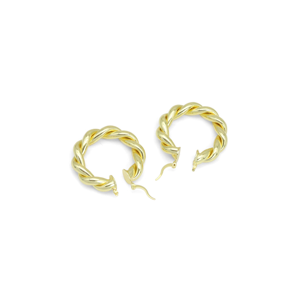 Shinny gold Twisted Hoop Earrings, Sku#LK997