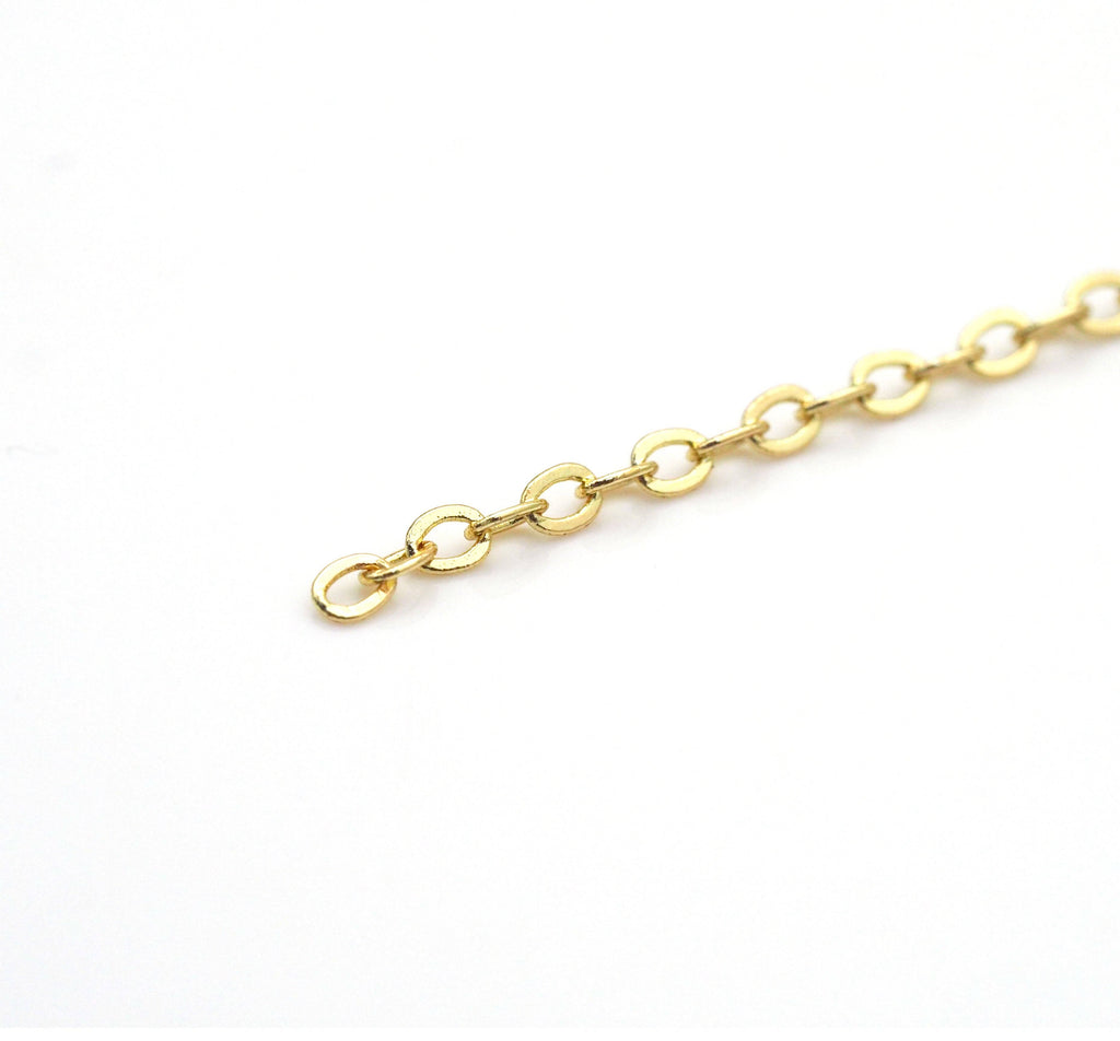 Dainty Oval Rolo link Gold unfinished chain by yard,sku# LX164
