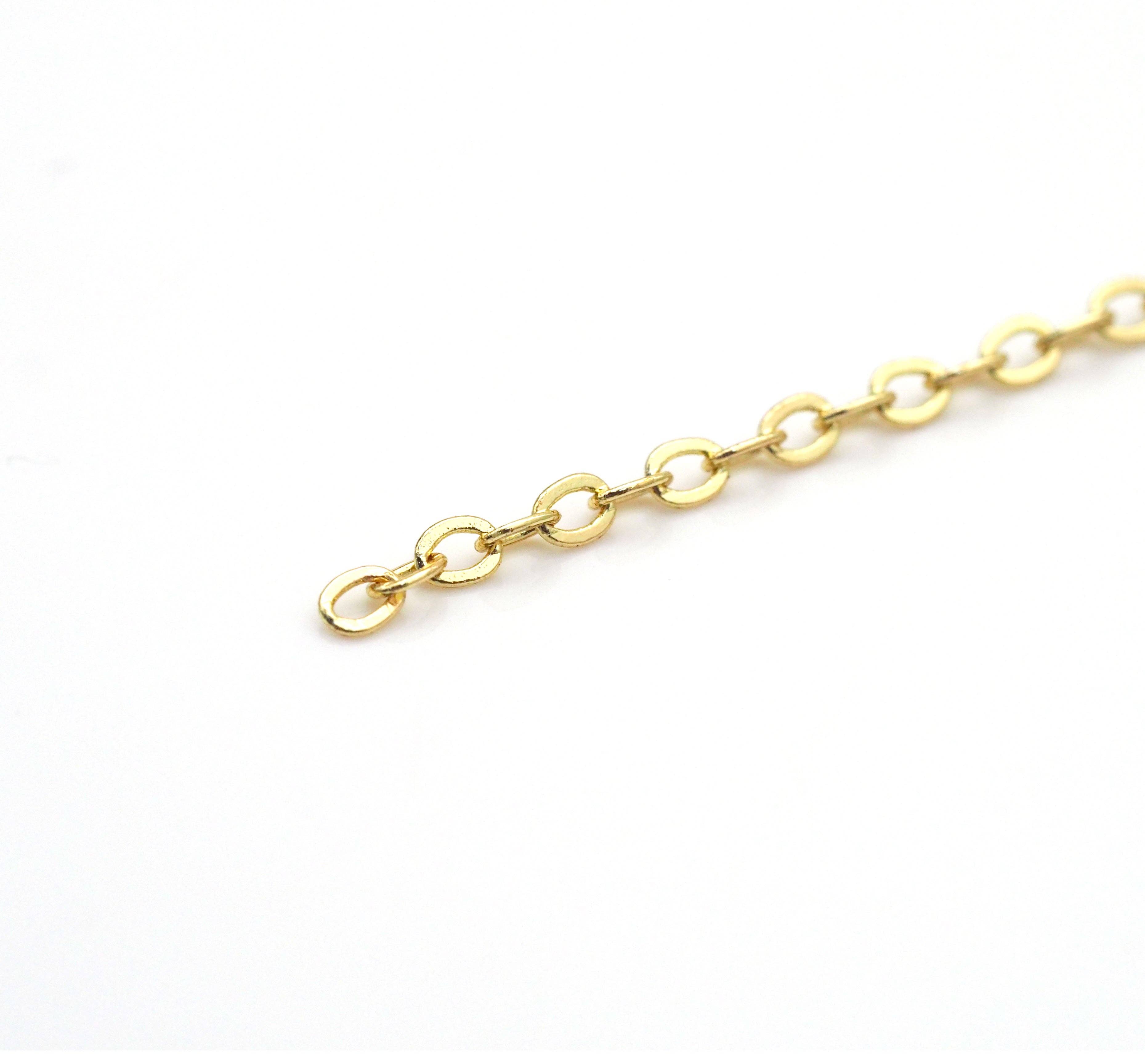 Dainty Oval Rolo link Gold unfinished chain by yard,sku# LX164