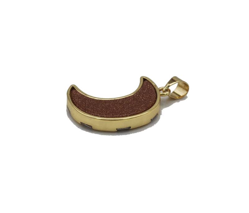 Gold CZ Gemstone Cresent Moon Charm, Sku#LX100