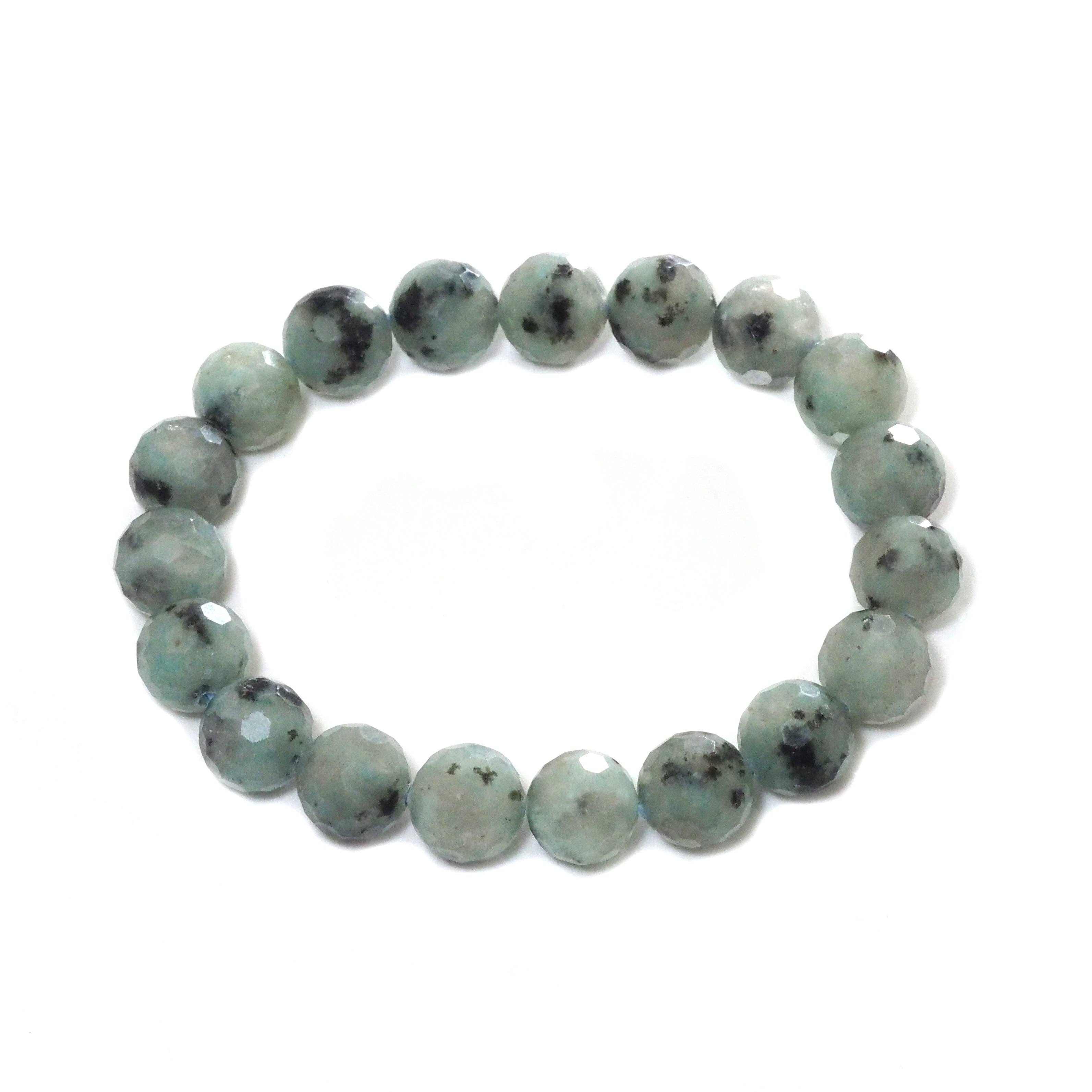 Genuine Blue Agate Round Faceted Stretchy Bracelet, 8mm/10mm, Sku#EF305