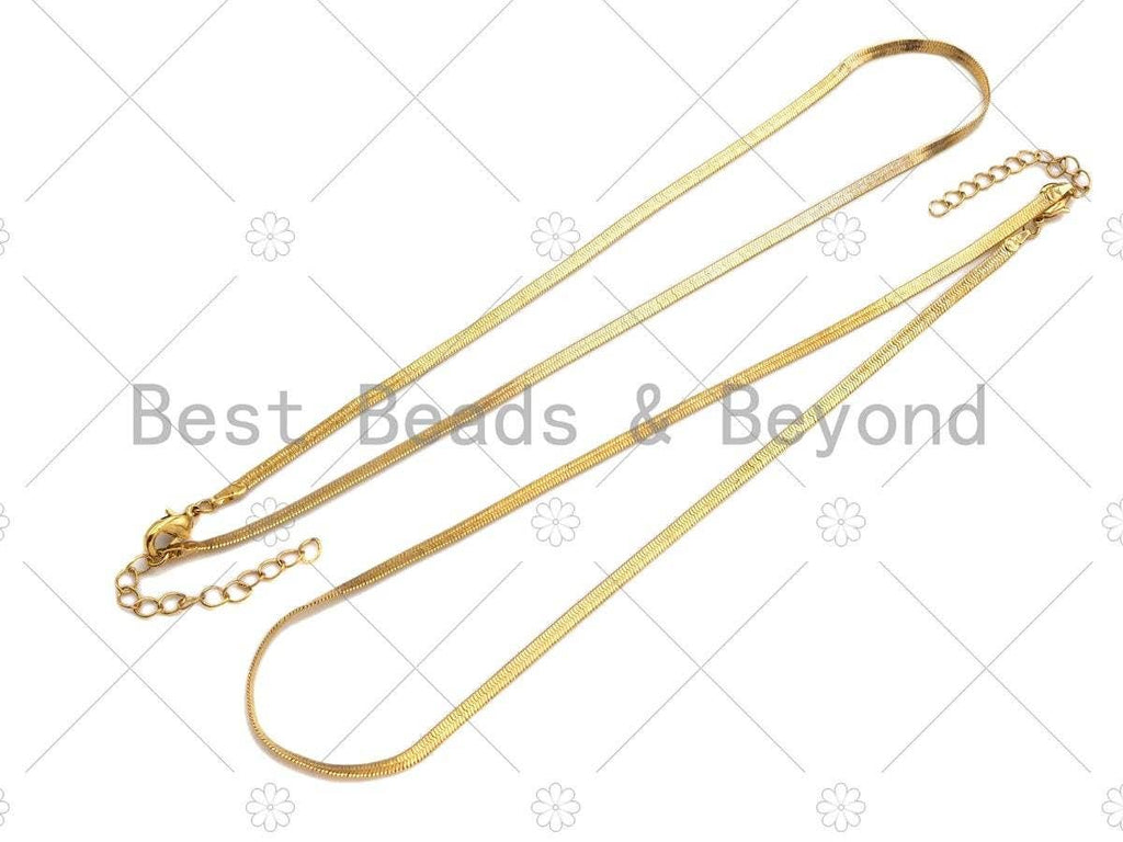 3mm/5mm wide Herringbone Chain Necklace, 18'', Sku#M383