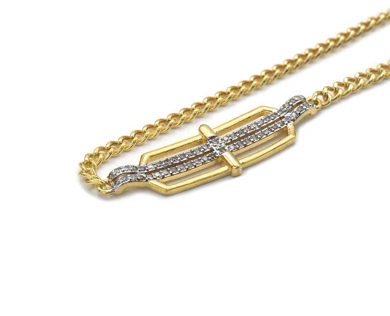 Bow and Arrow Cuban Chain Choker Neclace, sku#EF173