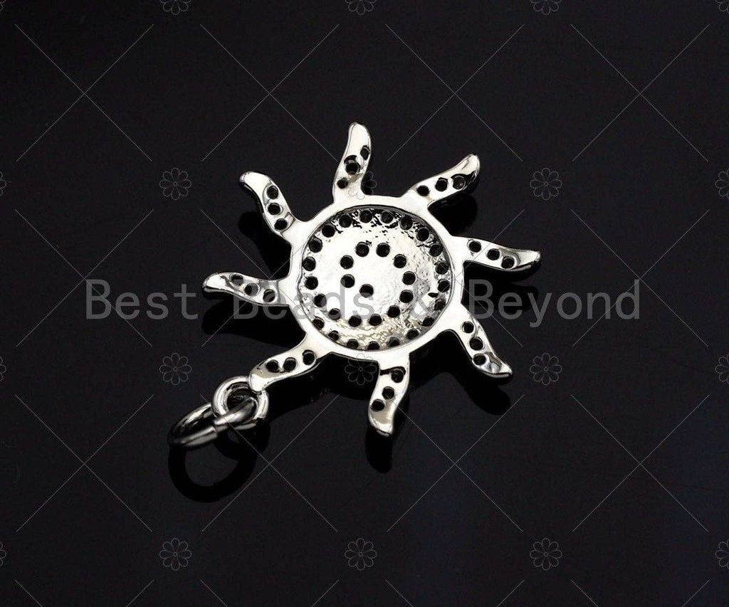 CZ Micro Pave Sunflower Shape Pendant,Cubic Zirconia Swirl Flower Charm, Gold/Silver Tone,19x21mm,sku#L351