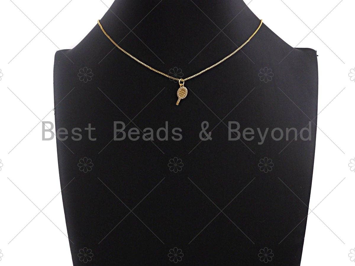 Clear CZ Micro Pave Tennis Racquet  Pendant/Charm, Tennis Sports Pendant Charm,7x15mm,sku#Y254