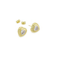 Gold Heart Clear CZ Stud Earrings, Sku#Y933