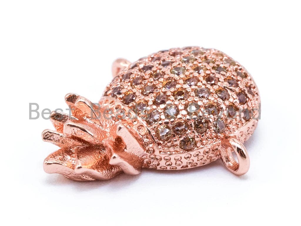 CZ Micro Pave Pineapple Connector, Gold/Rose Gold/Silver/Black CZ Pave Connector, 15x17mm, sku#E158