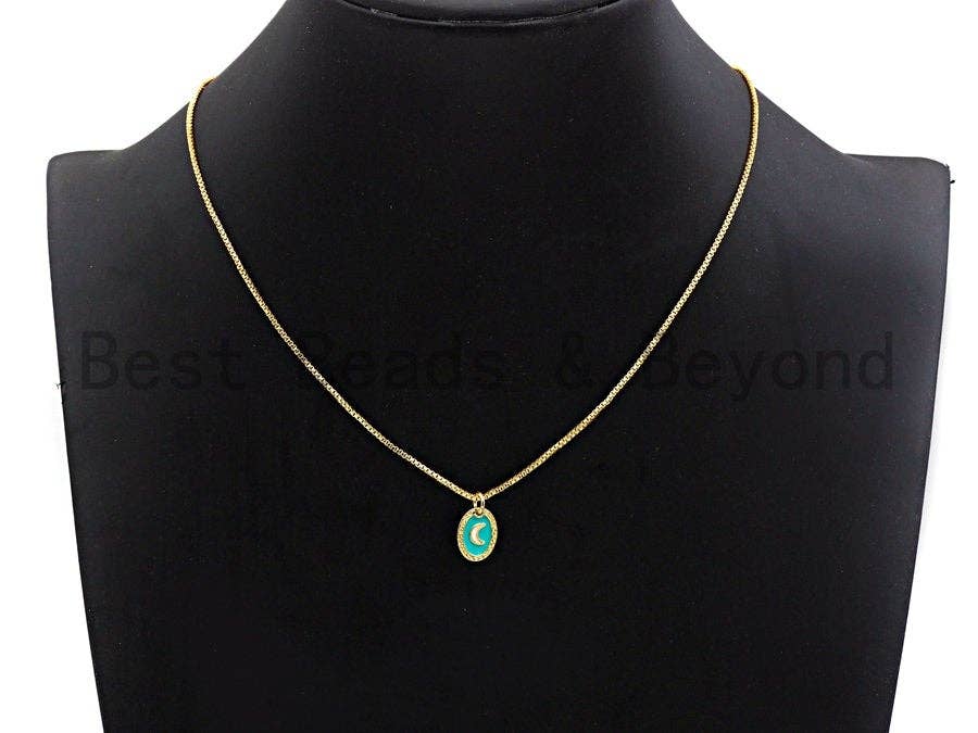 NEW DESIGN Pave CZ Enamel Moon Charms Pendant, Green Enamel,Enamel Oval Pendant, Oil Drop jewelry Findings, 9x12mm,sku#Z393