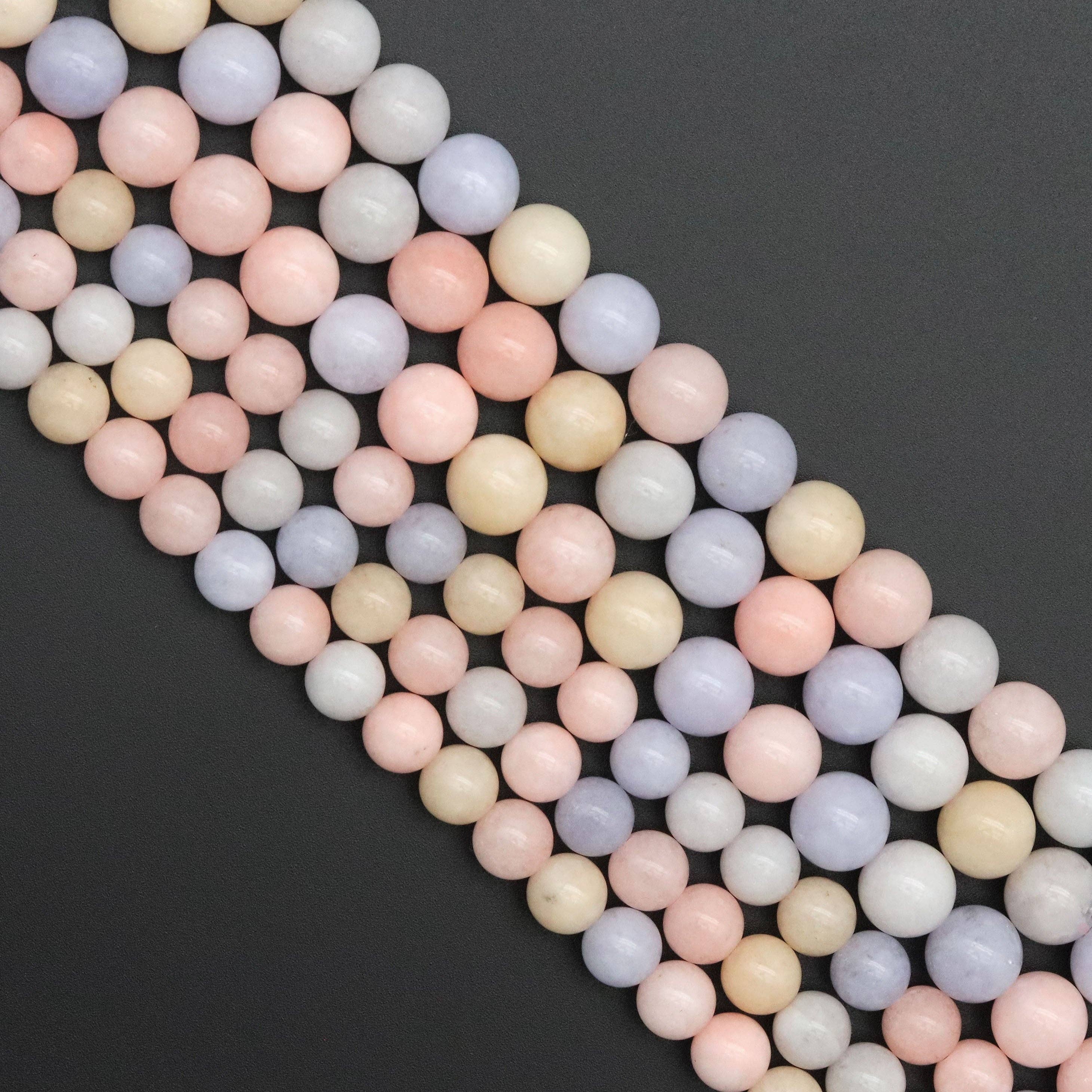 Morganite Jade Round Smooth Beads, Sku#U1820