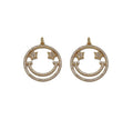 Gold CZ Five Star Smile Face Frame Charm, Sku#Y741