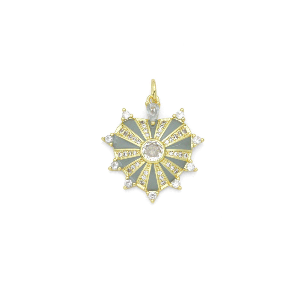 Gray Enamel Spike Heart Charm Pendant, Sku#LX805