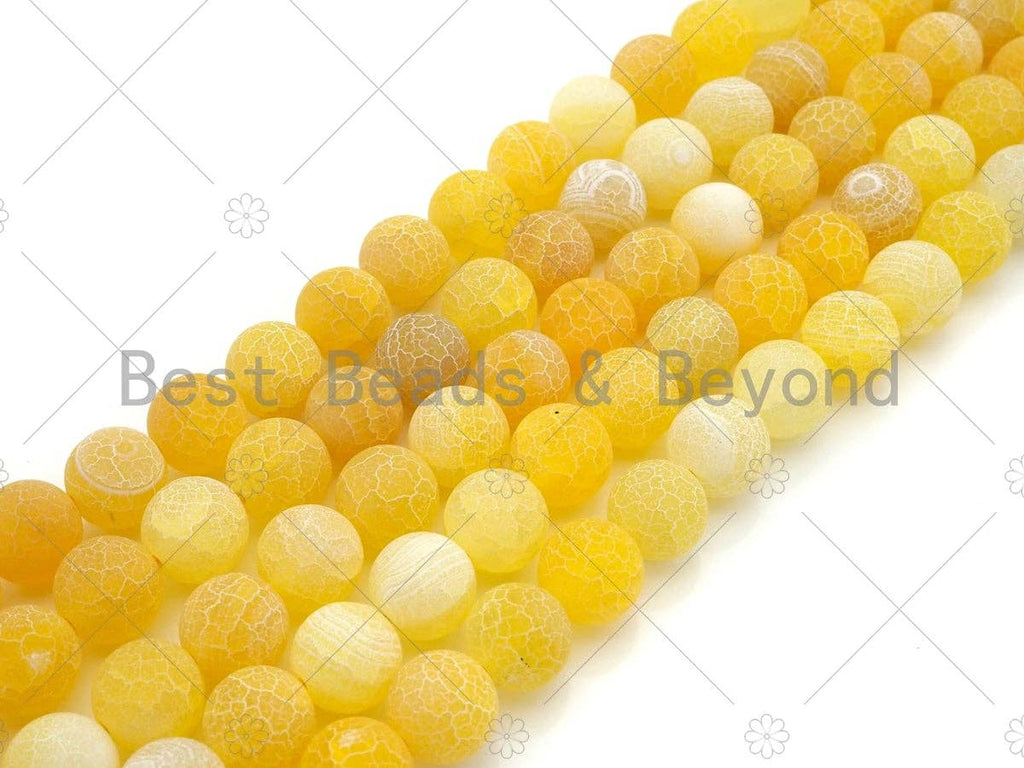 High Quality Natural Yellow Frosted Matt Fire Agate, Round 6mm/8mm/10mm/12mm Yellow Fire Agate, 15.5" Full Strand, sku#UA149