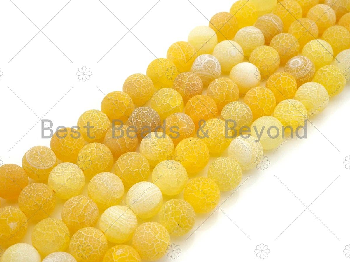 High Quality Natural Yellow Frosted Matt Fire Agate, Round 6mm/8mm/10mm/12mm Yellow Fire Agate, 15.5" Full Strand, sku#UA149