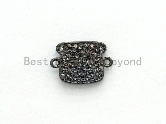 CZ Clear Micro Pave BULLDOG Head Connector, CZ on Gold/Silver/Rose Gold/Gunmetal Bracelet Necklace Puppy Charm, Dog Charm, 14x10mm, sku#Y173