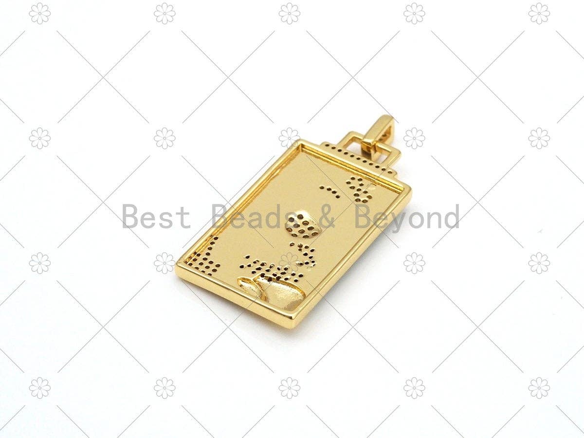 CZ Micropave Lady On Colorful Enamel Rectangle Shape Pendant, 18K Gold Filled Charm, Necklace Bracelet Charm Pendant,21x38mm,Sku#LD161