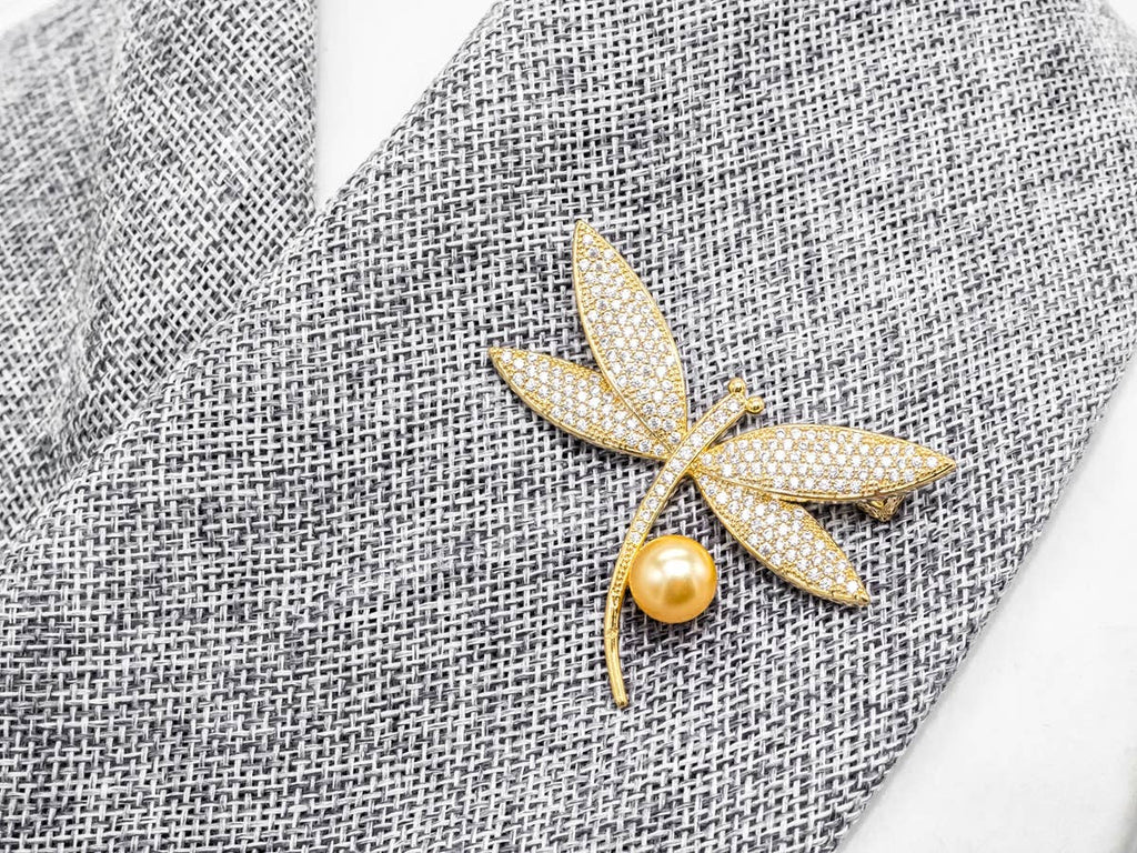 Gold plated Pave dragonfly Brooch Jewelry, P24