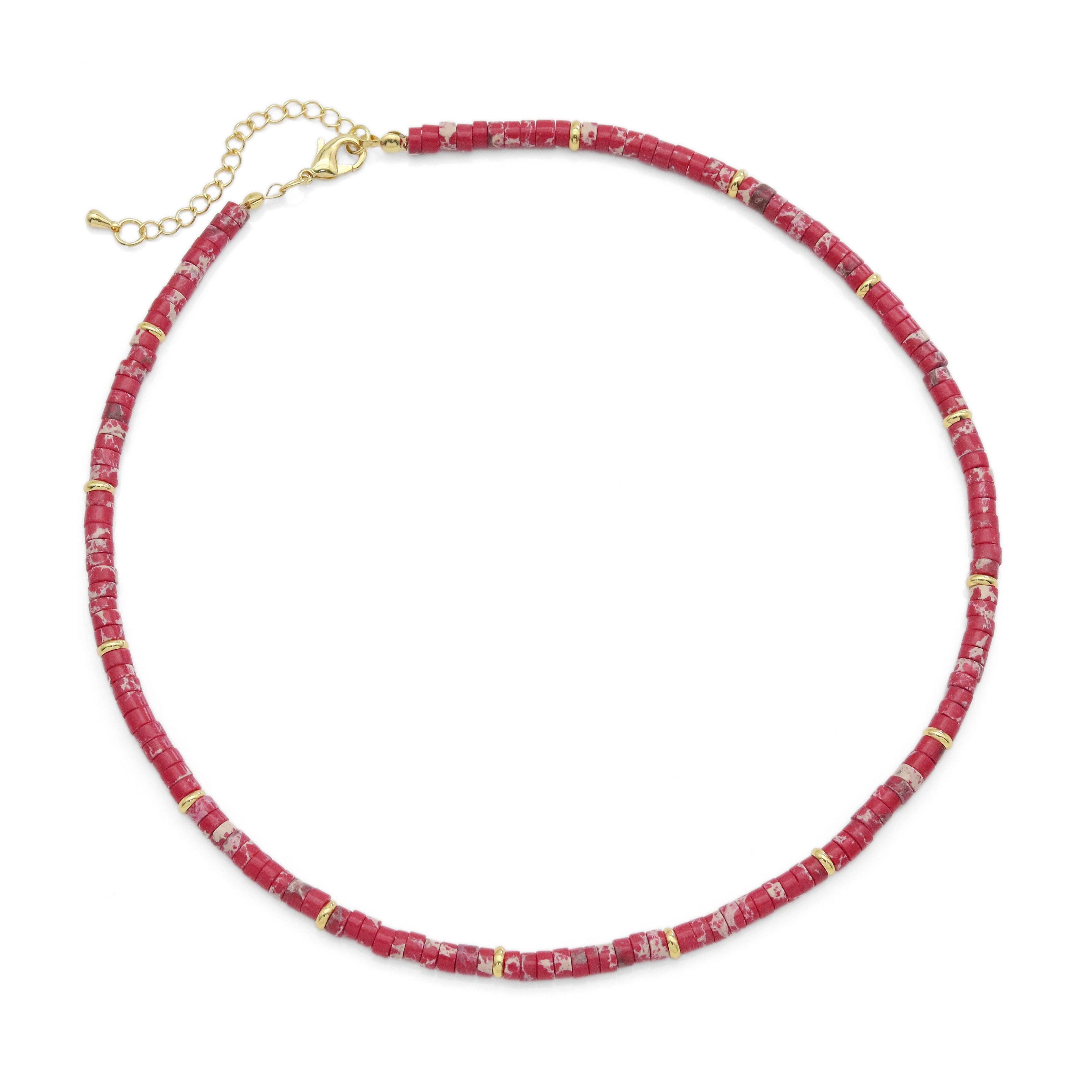 Red Imperial Jasper Heishi Beads Necklace, sku#EF540