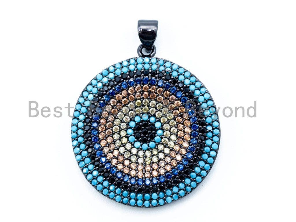 CZ Micro Pave Evil Eye Round Pendant, sku#L90