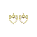 Gold CZ Bow Heart Pearl Around Charm, Sku#LK882