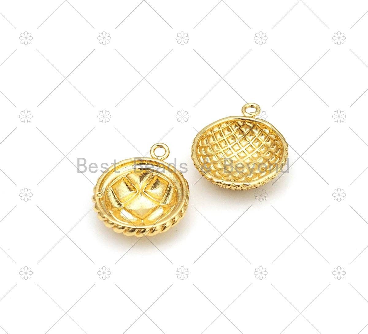 Dainty Gold Round Coin Shape Pendant,  18K Gold Filled Charm, Necklace Bracelet Charm Pendant, 24x20mm,Sku#Y518