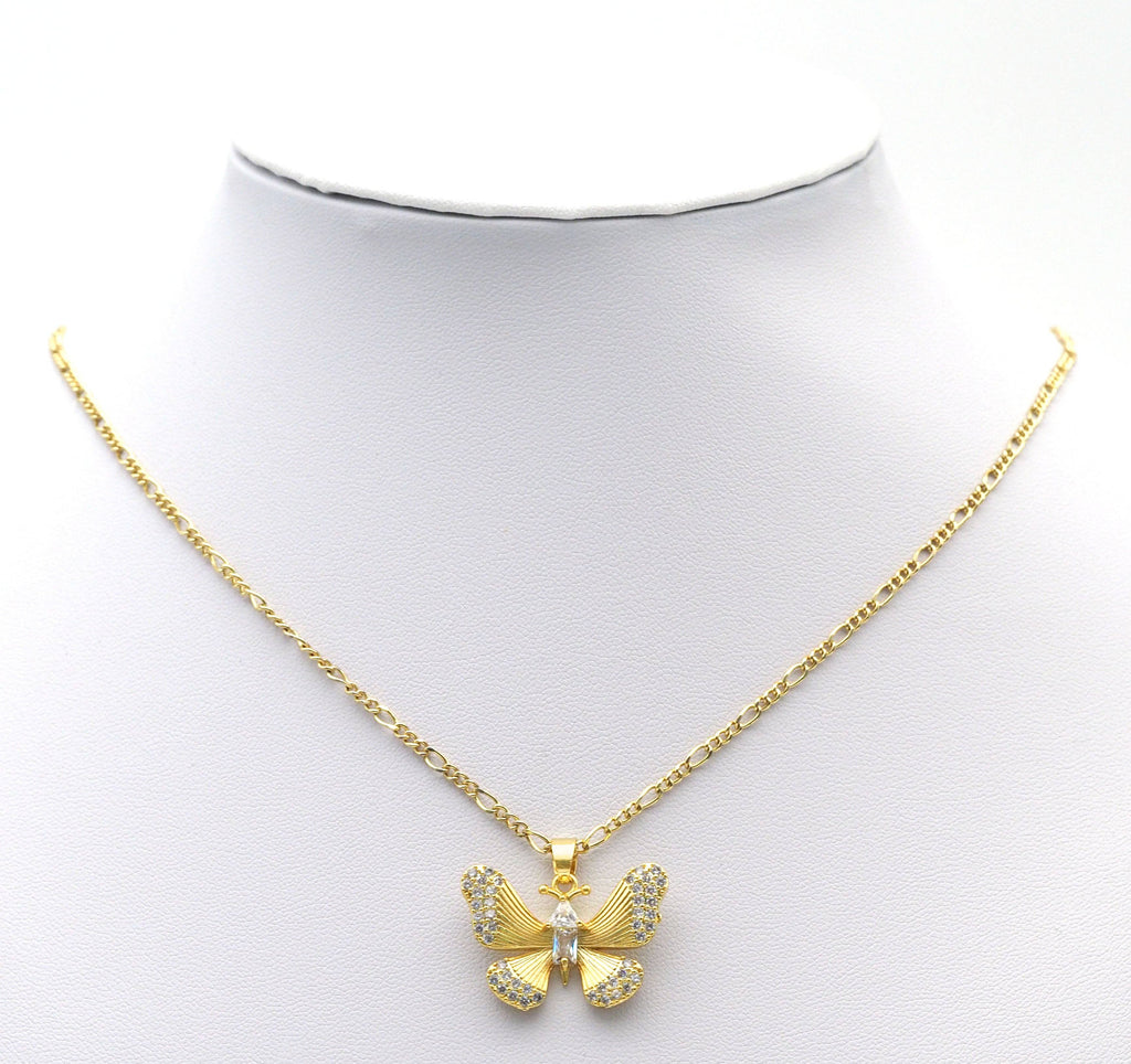 CZ Gold Butterfly Charm, Sku#FH210