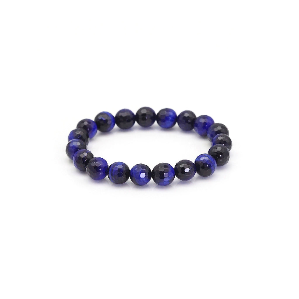 Royal Blue Tiger Eye Faceted Stretchy Bracelet, Sku#EF389