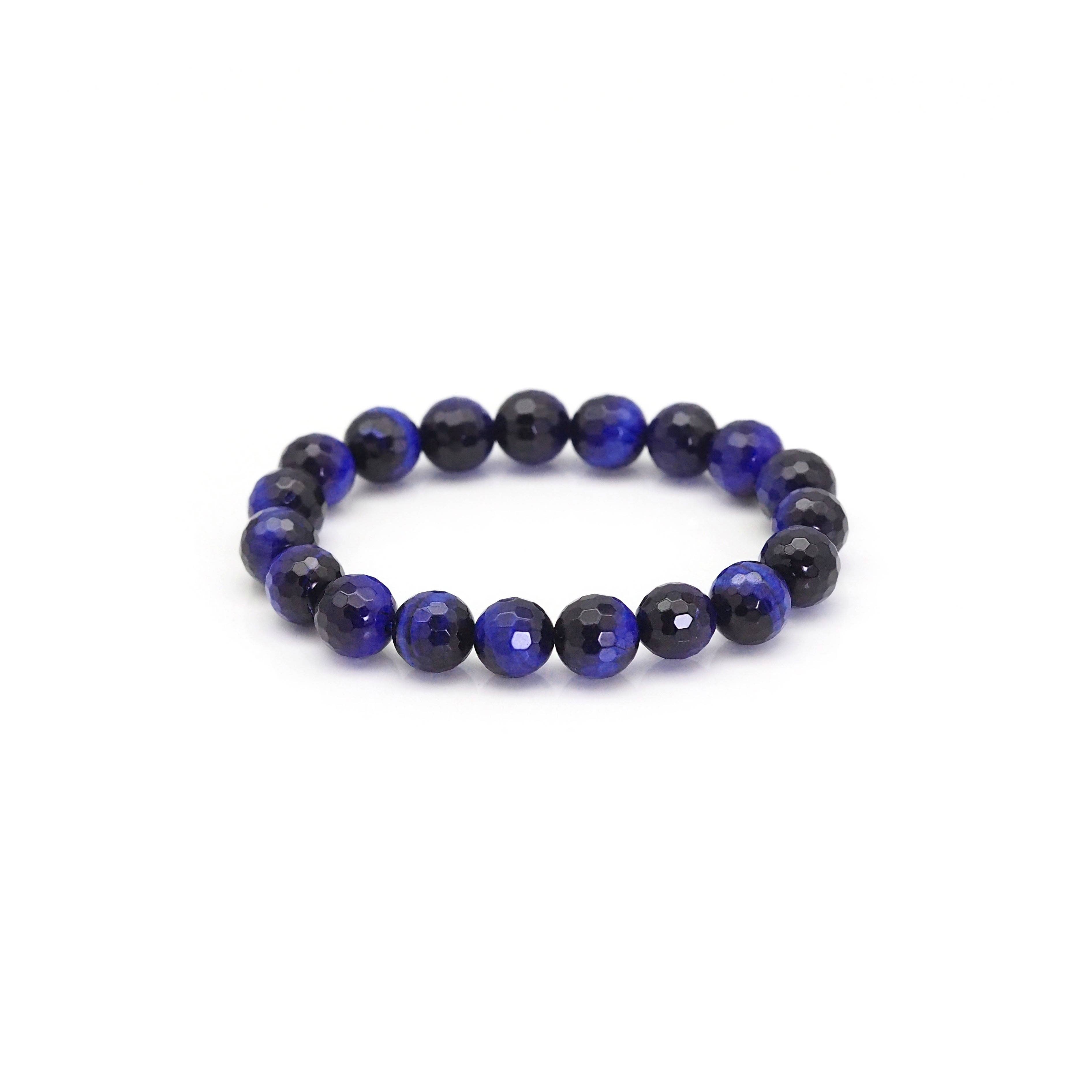 Royal Blue Tiger Eye Faceted Stretchy Bracelet, Sku#EF389