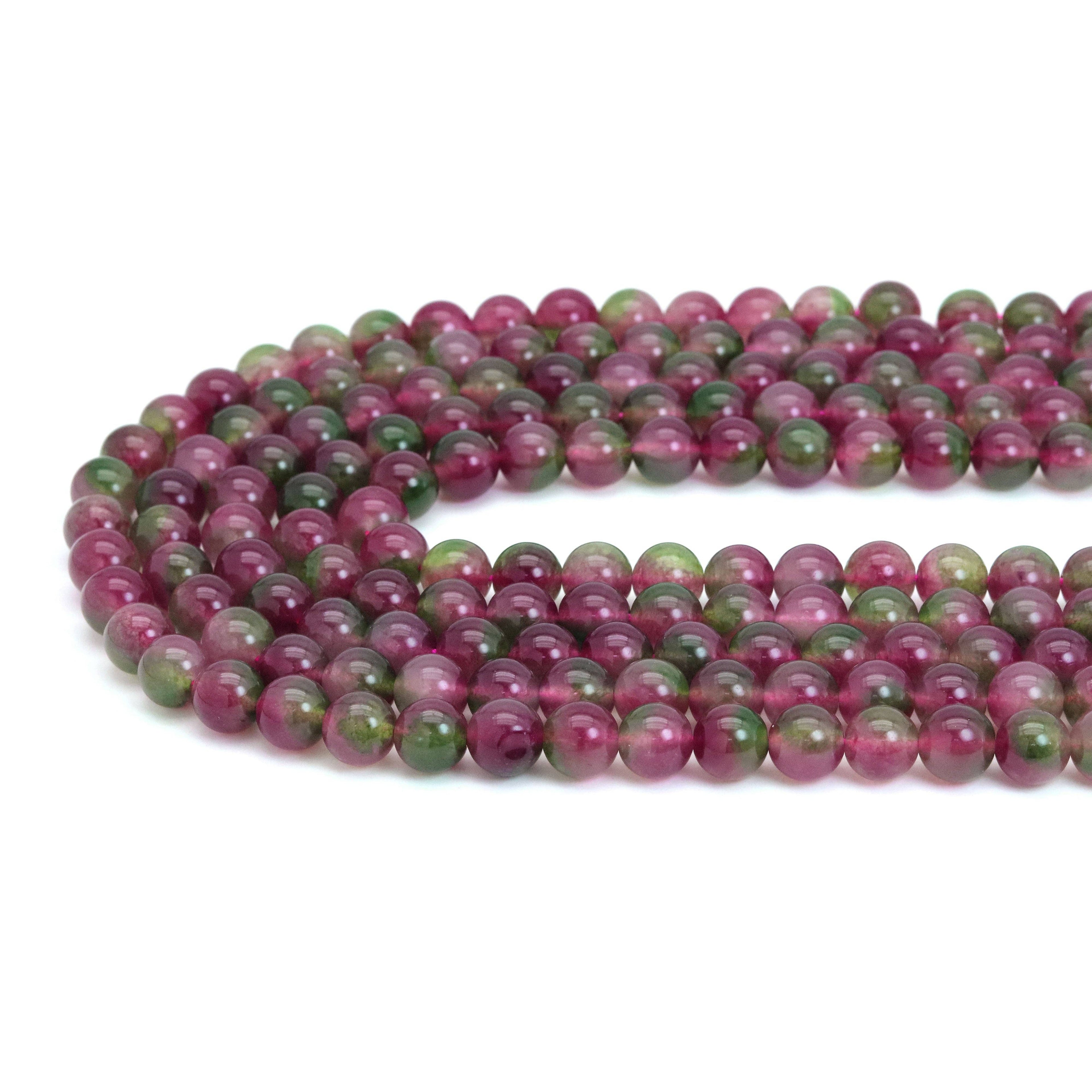 Red Green Jade Round Smooth Beads, Sku#U2018