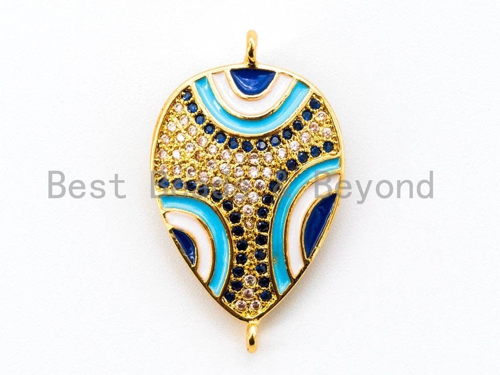 CZ Micro Pave Teardrop Evil eye connector/Link Finding, Clear CZ micro paved ,Cubic Zirconia CZ Space Connector,17x28mm, sku#E252C