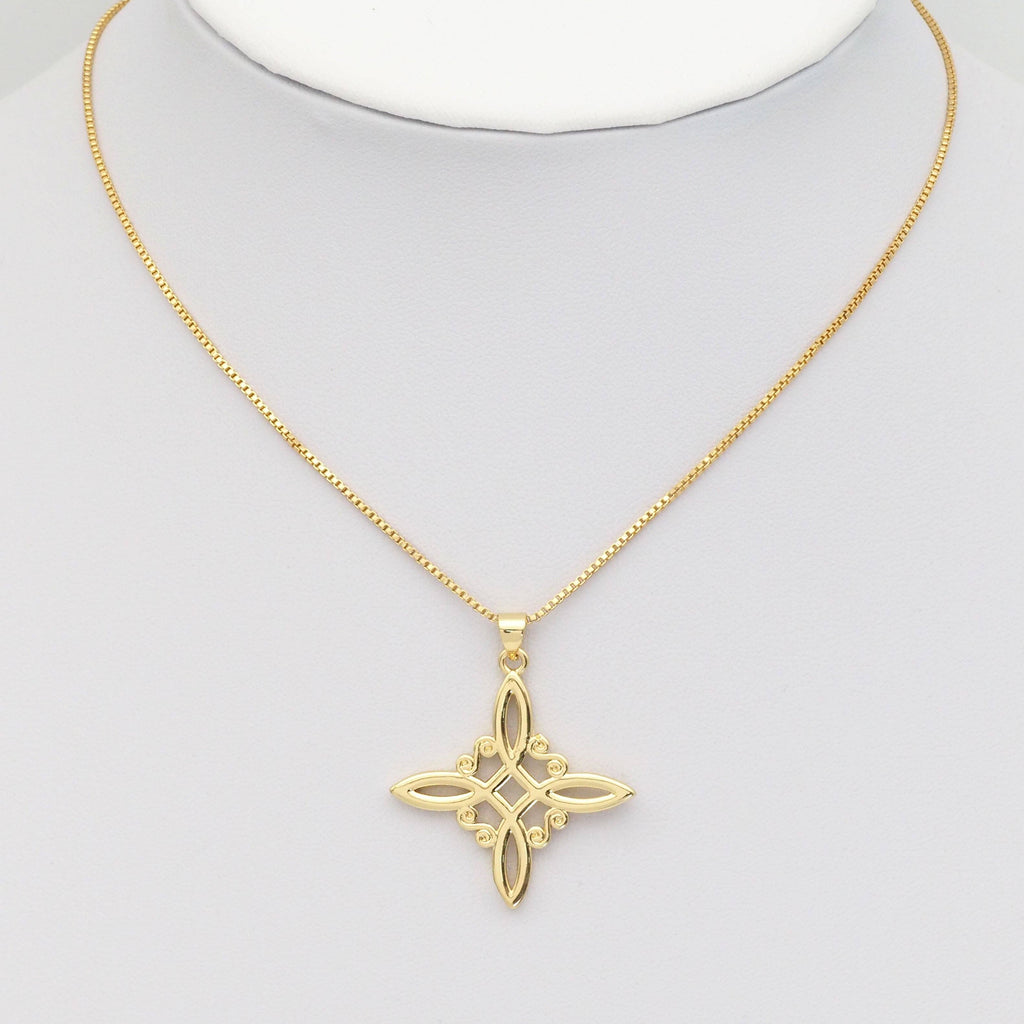 Gold Chinese Knot Flower Shape Charm, Sku#LK827