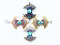 CZ Micro Pave Mixed Color Evil eye connector/Link Finding, Cubic Zirconia CZ Space Connector,26x18mm, sku#E284C