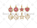 Colorful Enamel Mom Word On Round/Five Star/Heart Shape Pendant, 18K Gold Filled Micro Pave CZ Charm,Mother's Day Charm,14x17mm,Sku#L585