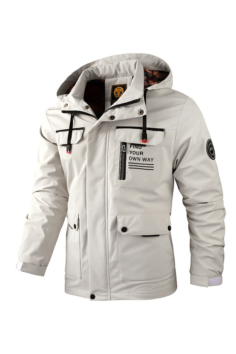 Fashion Men's Casual Windbreaker Jackets Hooded Jacket Man Waterproof Outdoor Soft Shell Winter Coat Clothing Warm Thick Tops
