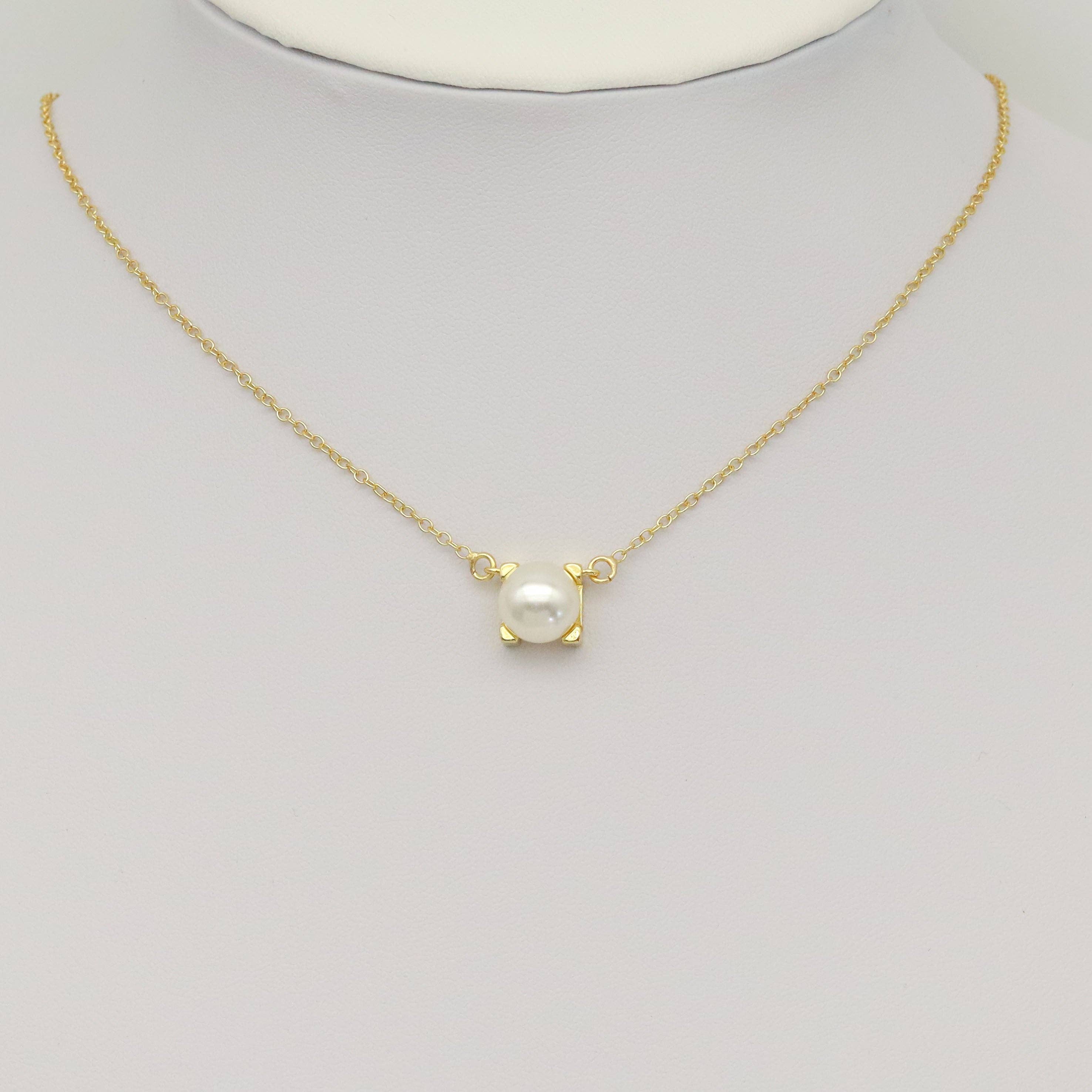 White Pearl Connector Charm/Necklace, Sku#LK941