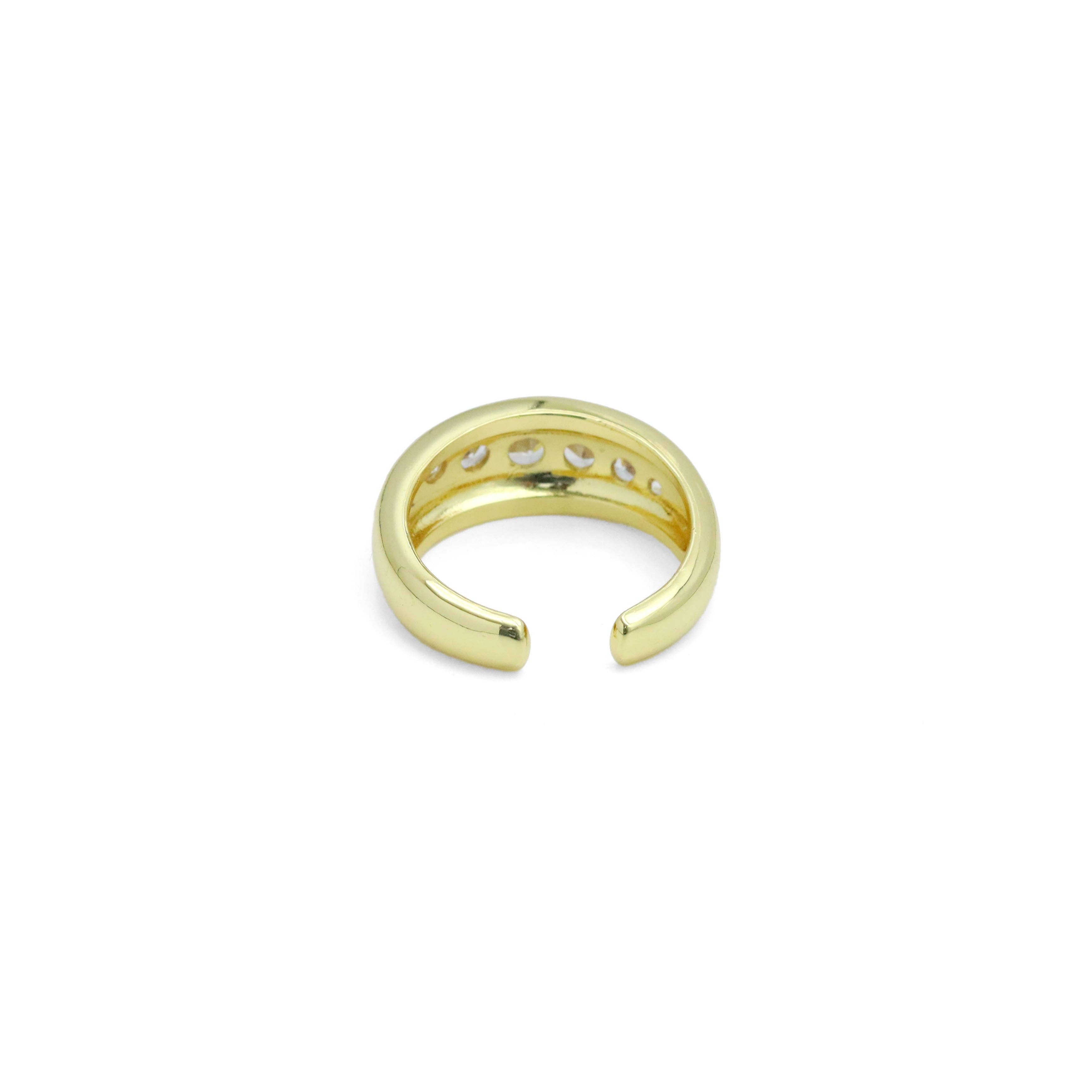 Gold Silver Swirled Diamond CZ Adjustable Ring, Sku#A342
