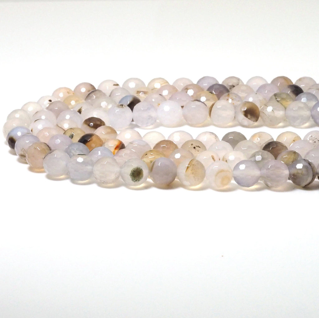 Genuine Flower Agate Round Faceted Beads, 6mm/8mm/10mm/12mm, Sku#U1582