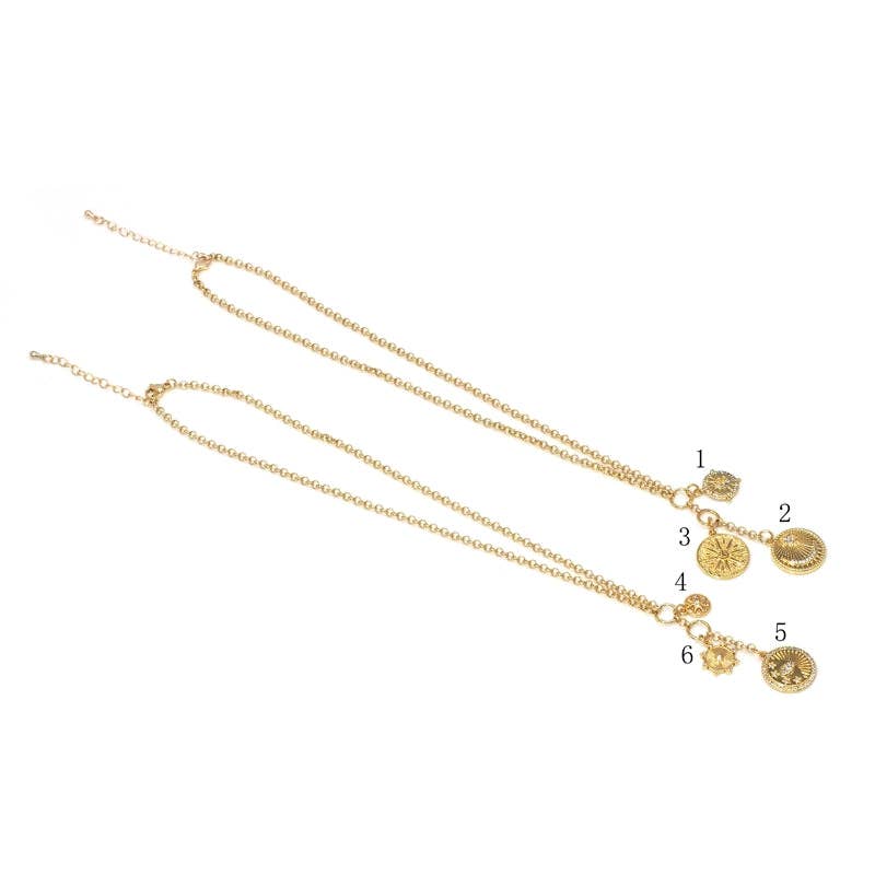 Gold Rolo Link Drop Coin Necklace, sku#EF295