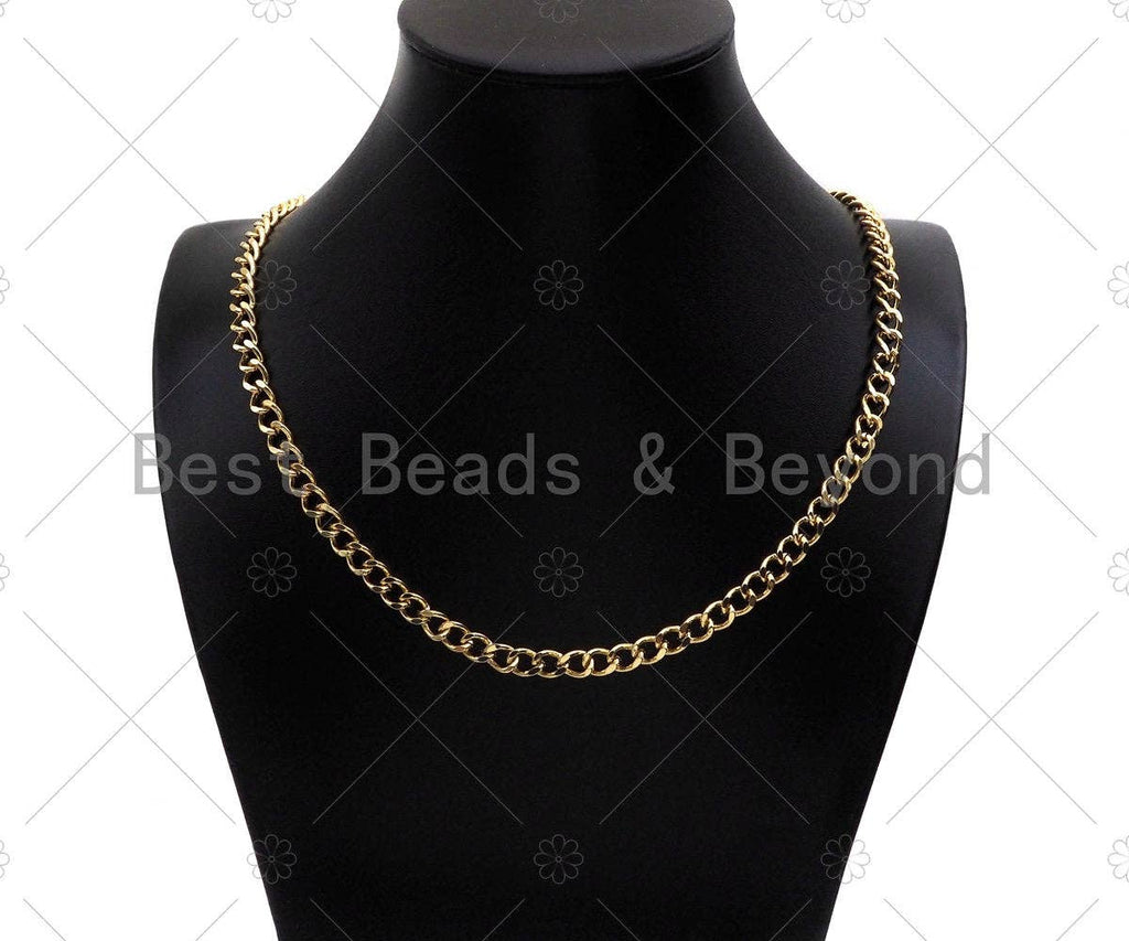 6x8mm Cuban Curb Chain by Yard, Gold/ Gunmetal / Silver Cuba