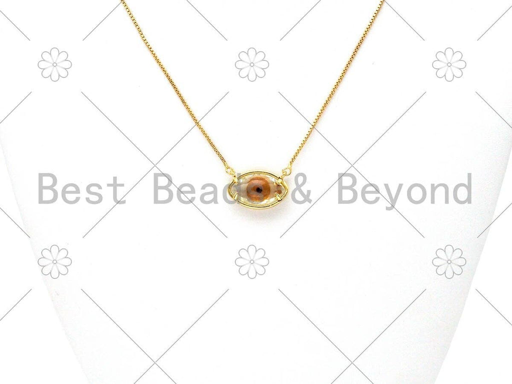 Colorful Evil Eye Shape Pendant/Charm, 18K Gold Filled Glass Quartz Charm, Necklace Bracelet Charm Pendant,13x20mm,Sku#LK393