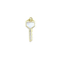 CZ Pave Mother of Pearl Key Charm Pendant, Sku#LK956