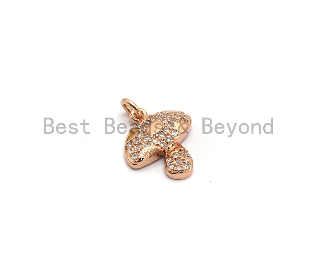 CZ Micro Pave Mushroom Charm Pendant, Cubic Zirconia Pendant,SKU#Y182